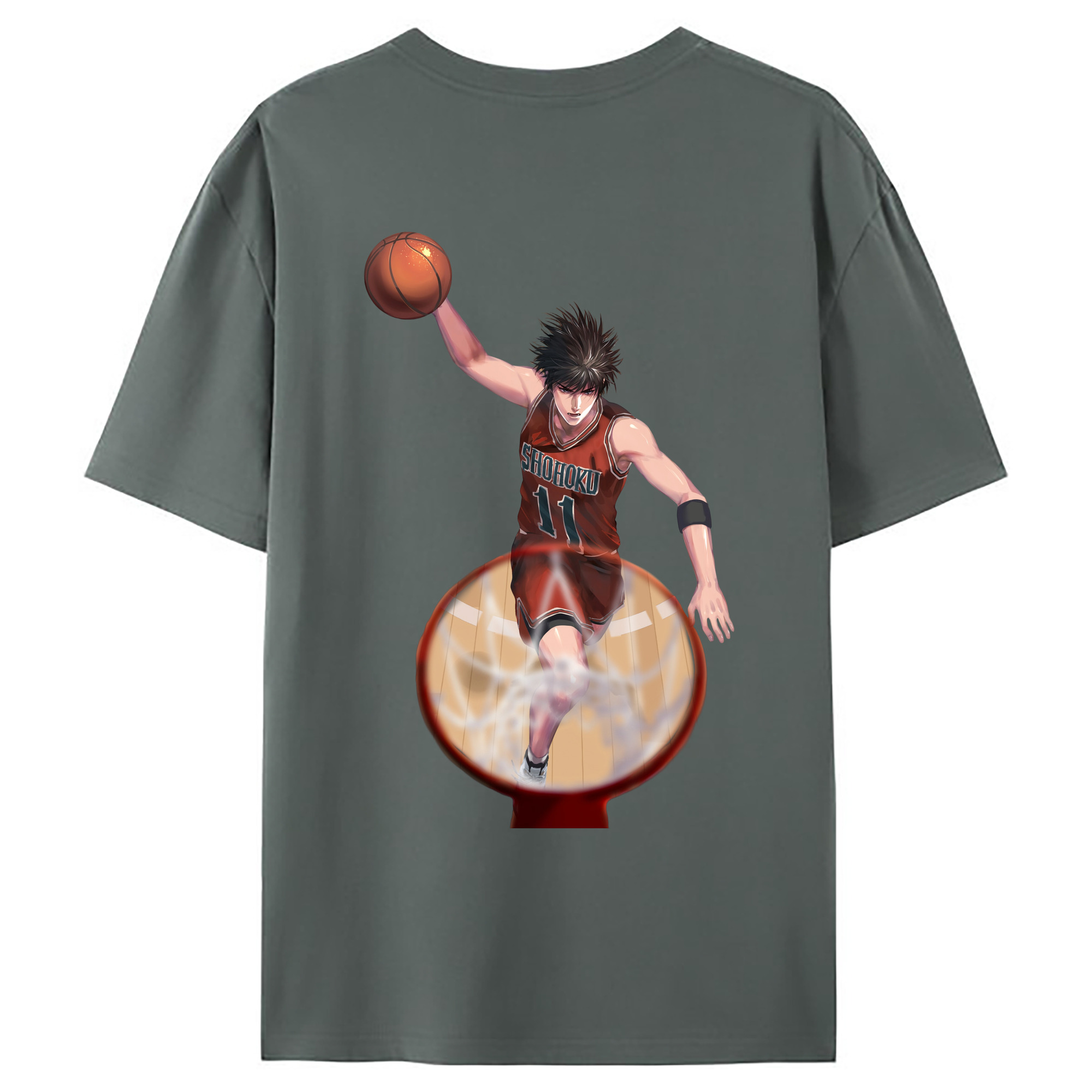 （画像用） SLAM DUNK／スラムダンク 綿100％ メンズ半袖Tシャツ（バックプリント） 通気性